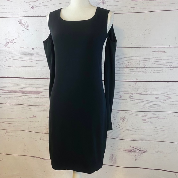 HELMUT LANG Sleeve Cutout Crepe Shift Dress - Picture 11 of 11